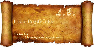 Lics Bogárka névjegykártya